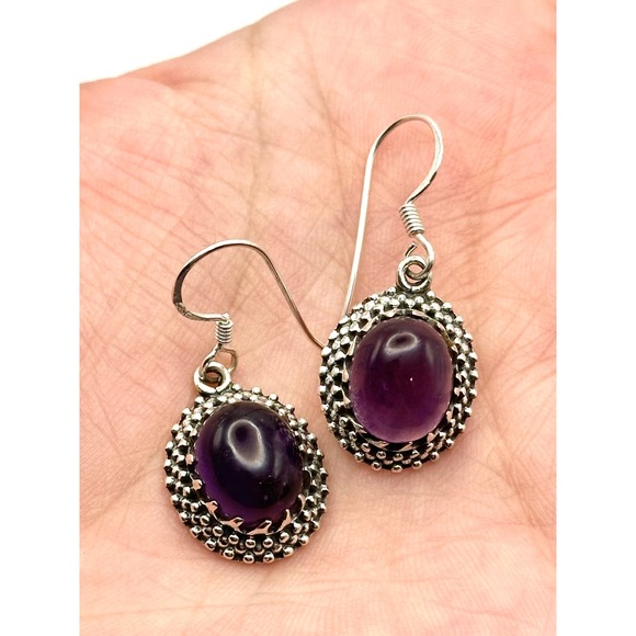 Amethyst‎ Sterling Silver Earrings - Picture 6 of 8